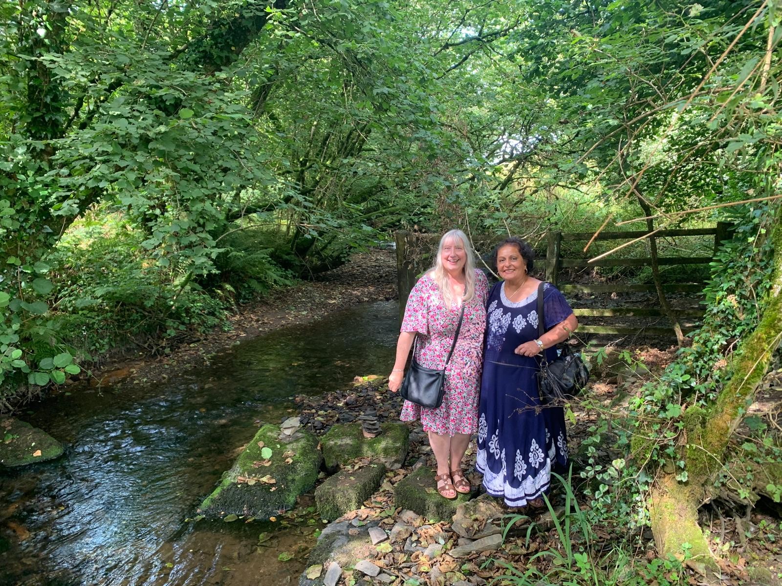 Alka with a retreat guest at the place believed to be King Arthur’s last battle